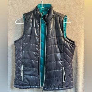 Reversible vest, size small charcoal, gray, and turquoise